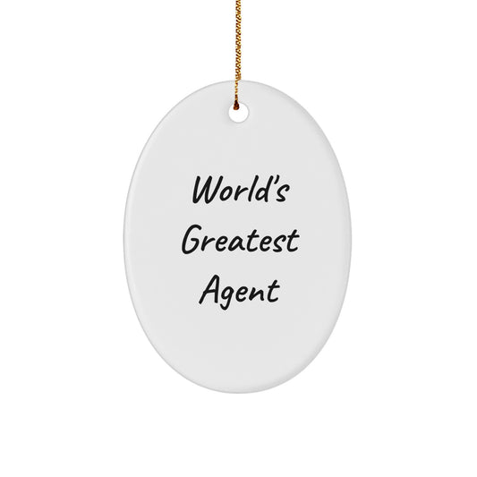 Funny Agent Gifts for Men - World's Greatest Agent Oval Ornament, Unique Christmas Memorable Present for Agents, Agents Gifts from Friends - Image 1
