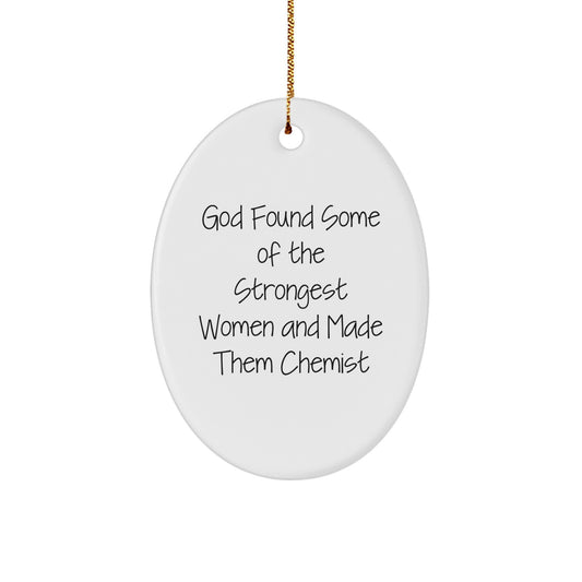 Christmas Unique Gift Chemist Strong Women Oval Ornament for Her Present - Image 1