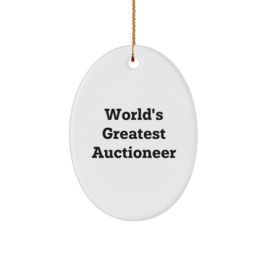 Christmas Gift Oval Ornament for Her – Auctioneer World's Greatest - Image 1