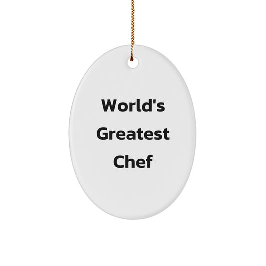 Funny Chef Gifts, Oval Ornament, 'World's Greatest Chef', Christmas Unique Gifts, Gifts from Family for Chef - Image 1
