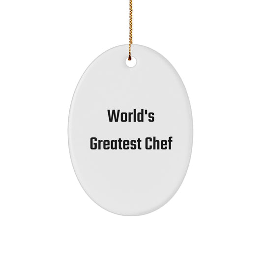 Funny Chef Gifts for Him, Oval Ornament, 'World's Greatest Chef', Christmas Unique Gifts from Friends and Family - Image 1