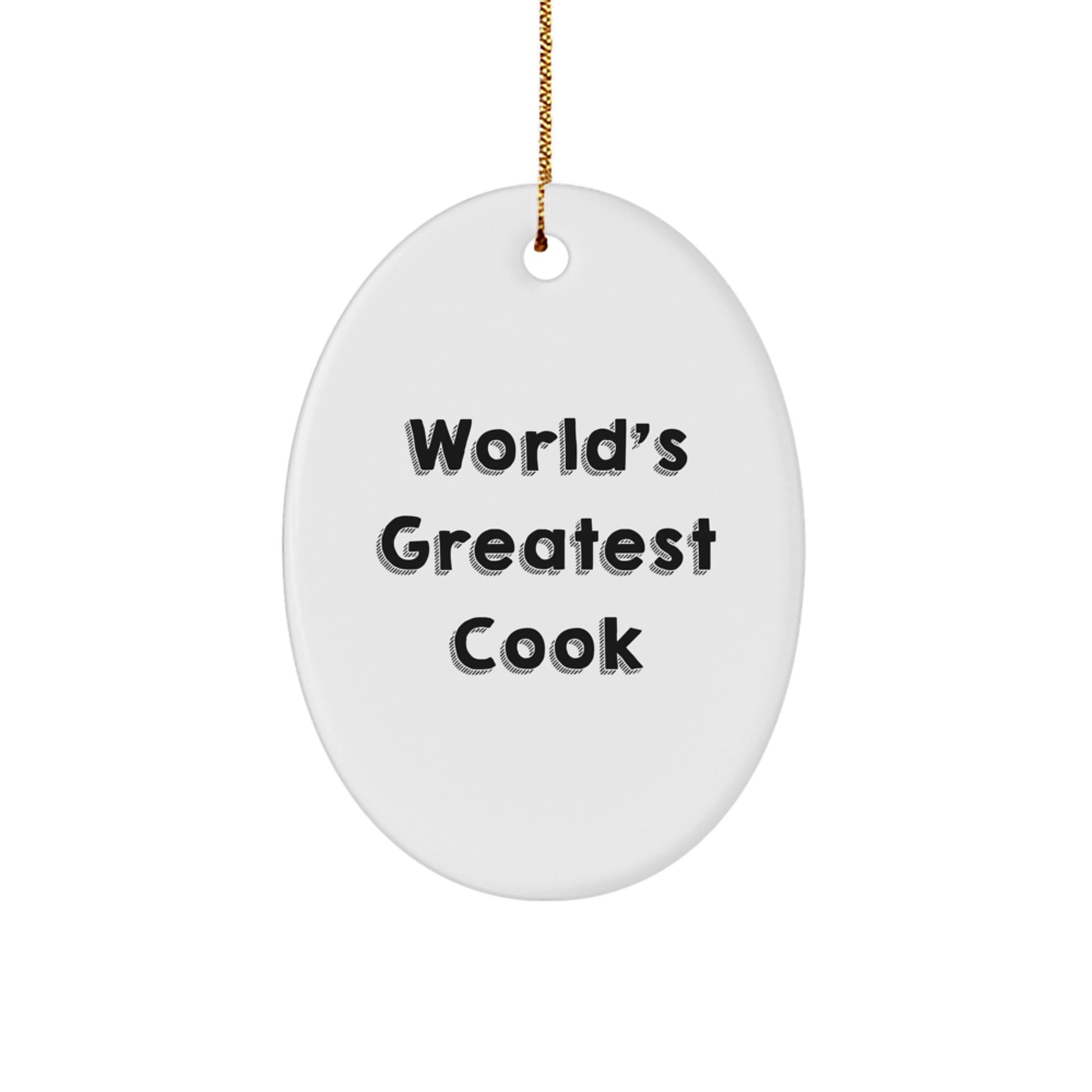 Funny World's Greatest Cook Oval Ornament, Gifts for Cook, Christmas Unique Gifts from Friends - Image 1