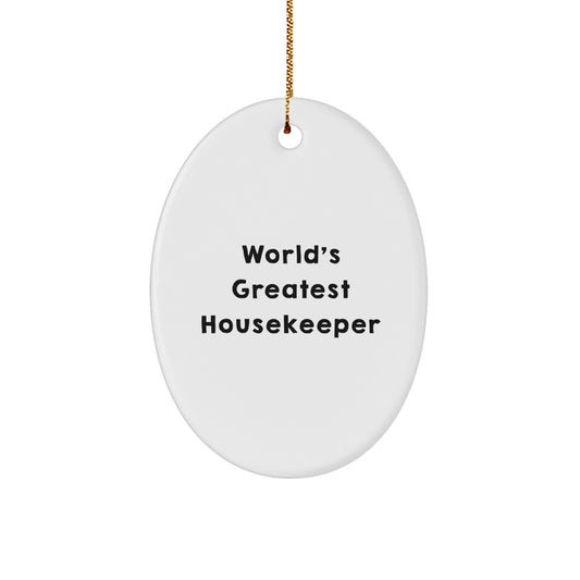 Christmas Gift for Roommates Collectible Oval Ornament – Top Housekeeper - Image 1