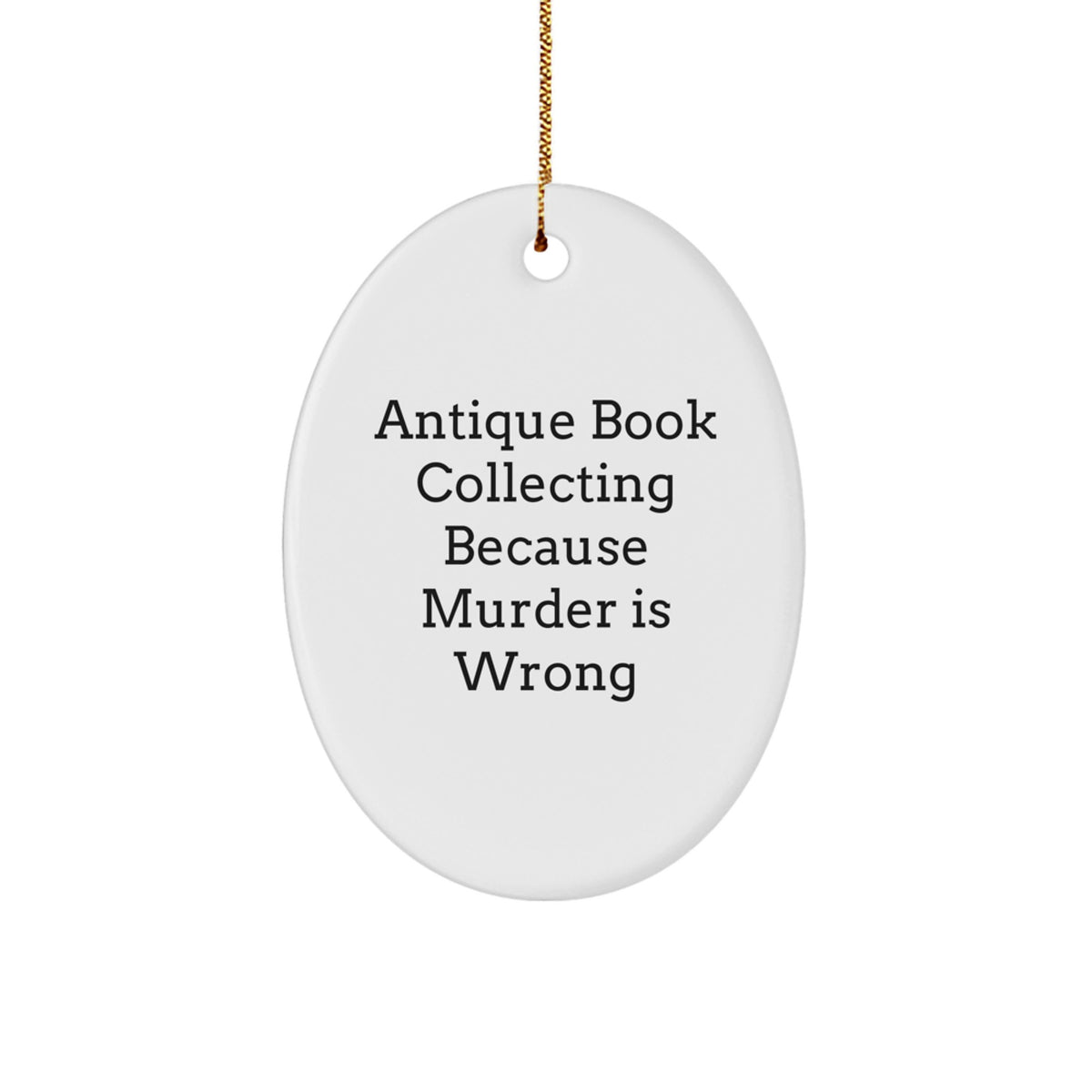 Antique Book Collecting Oval Ornament – Favorite Kids Christmas Unique Gift - Image 1