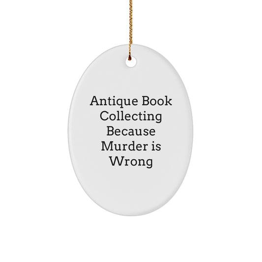 Antique Book Collecting Oval Ornament – Favorite Kids Christmas Unique Gift - Image 1
