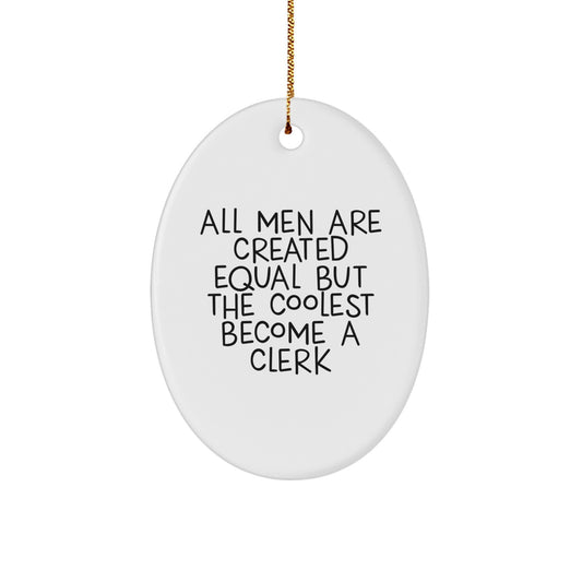Funny Clerk Oval Ornament Gifts for Men Christmas Unique Office Decorations from Friends and Family - Image 1