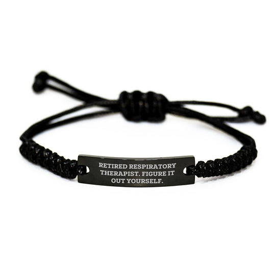 Funny Inspirational Gifts for Respiratory Therapist Men from Family - Unique Rope Bracelet with Quote 'Retired Respiratory Therapist. Figure It Out Yourself.' for Birthday - Image 1