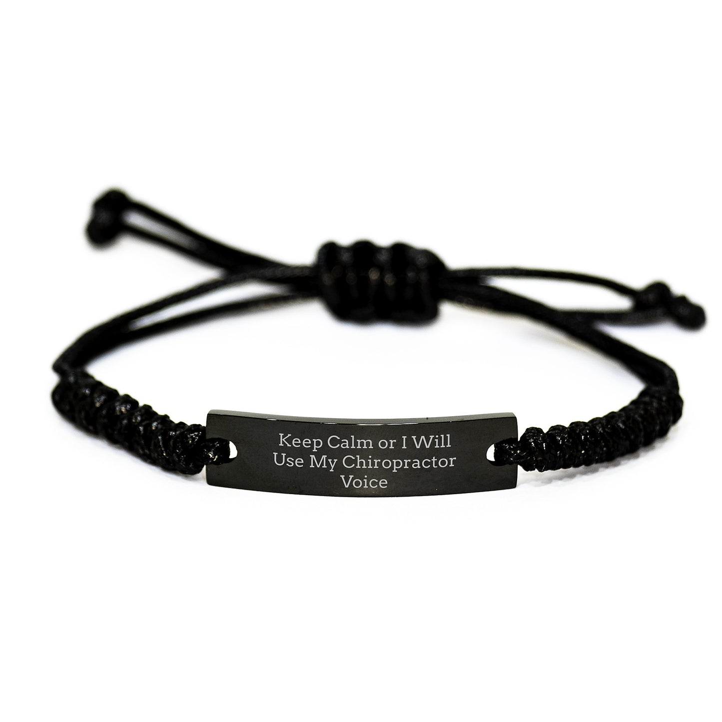 Chiropractor Gifts from Friends - Funny Rope Bracelet for Birthday - Keep 'Calm Or I Will Use My Chiropractor Voice' Mens Chiropractor Rope Bracelet - Image 1