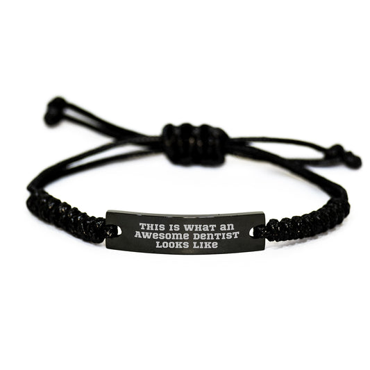 Funny Dentist Gifts from Men to Awesome Dentist Friends, Unique Rope Bracelet Valentine's Unique Gifts for Dentist with Quote 'This Is What An Awesome Dentist Looks Like' - Image 1