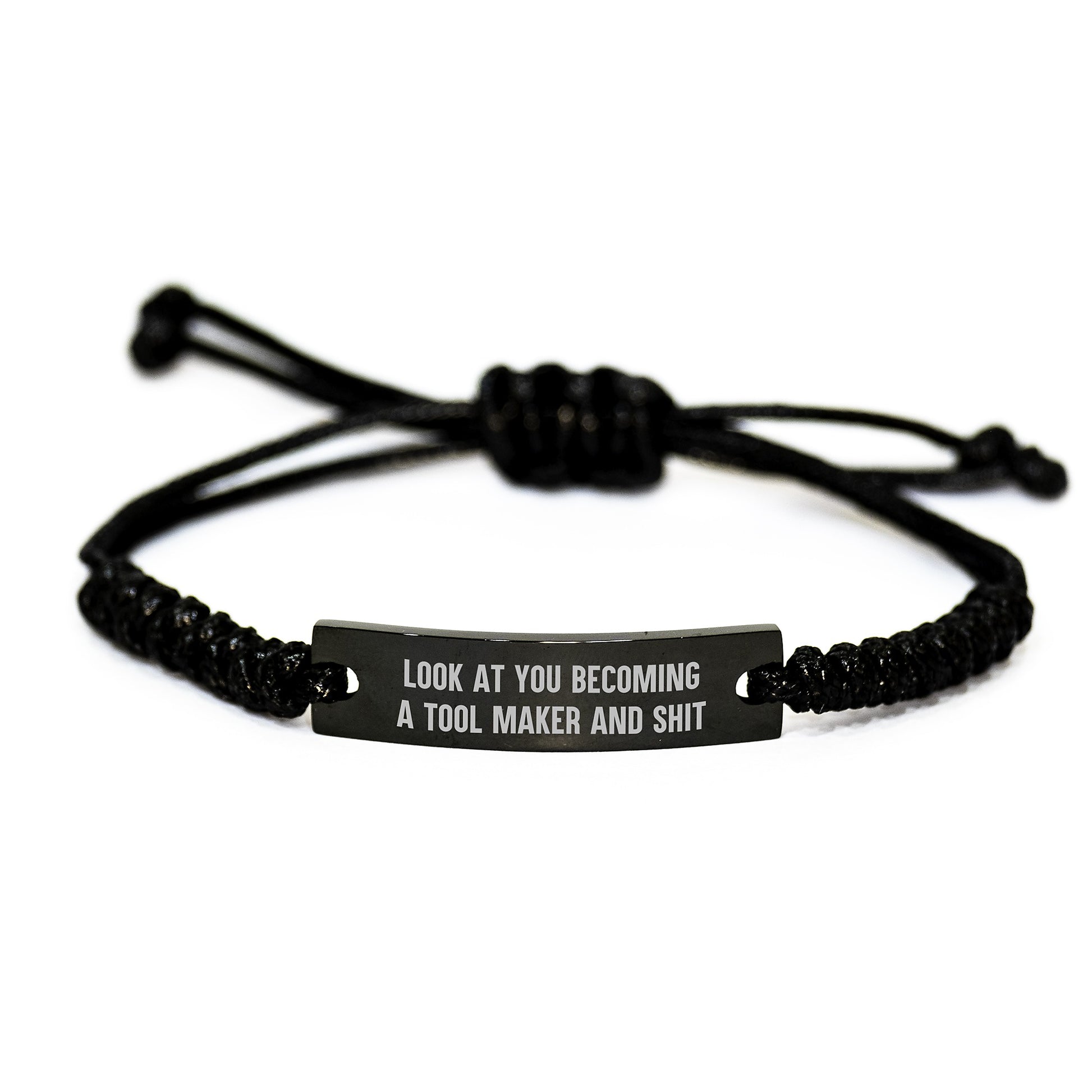 Tool Maker Keepsake Rope Bracelet for Him Black Adjustable Birthday Gift - Image 1