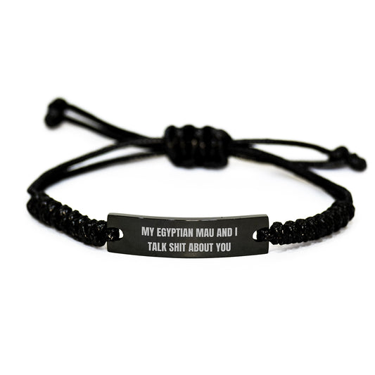 Egyptian Mau Cat Keepsake Engraved Rope Bracelet for Him Birthday Gift - Image 1