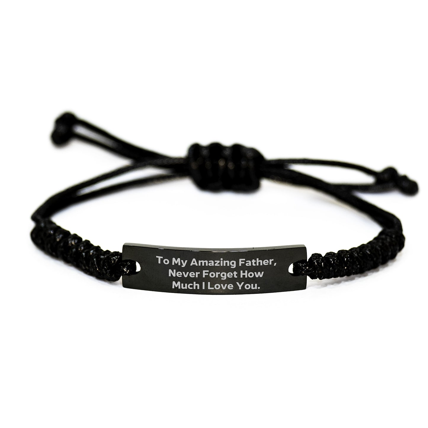 Unique Father Rope Bracelet Gifts from Dad to Son, Funny Birthday Unique Gifts for Men, Engraved Rope Leather Bracelet with To My Amazing Father - Image 1