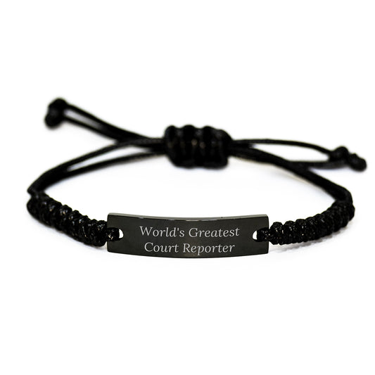 Funny Quote Court Reporter Gifts from Dad - World's Greatest Rope Bracelet - Father's Day Unique Gifts for Court Reporter Men - Image 1