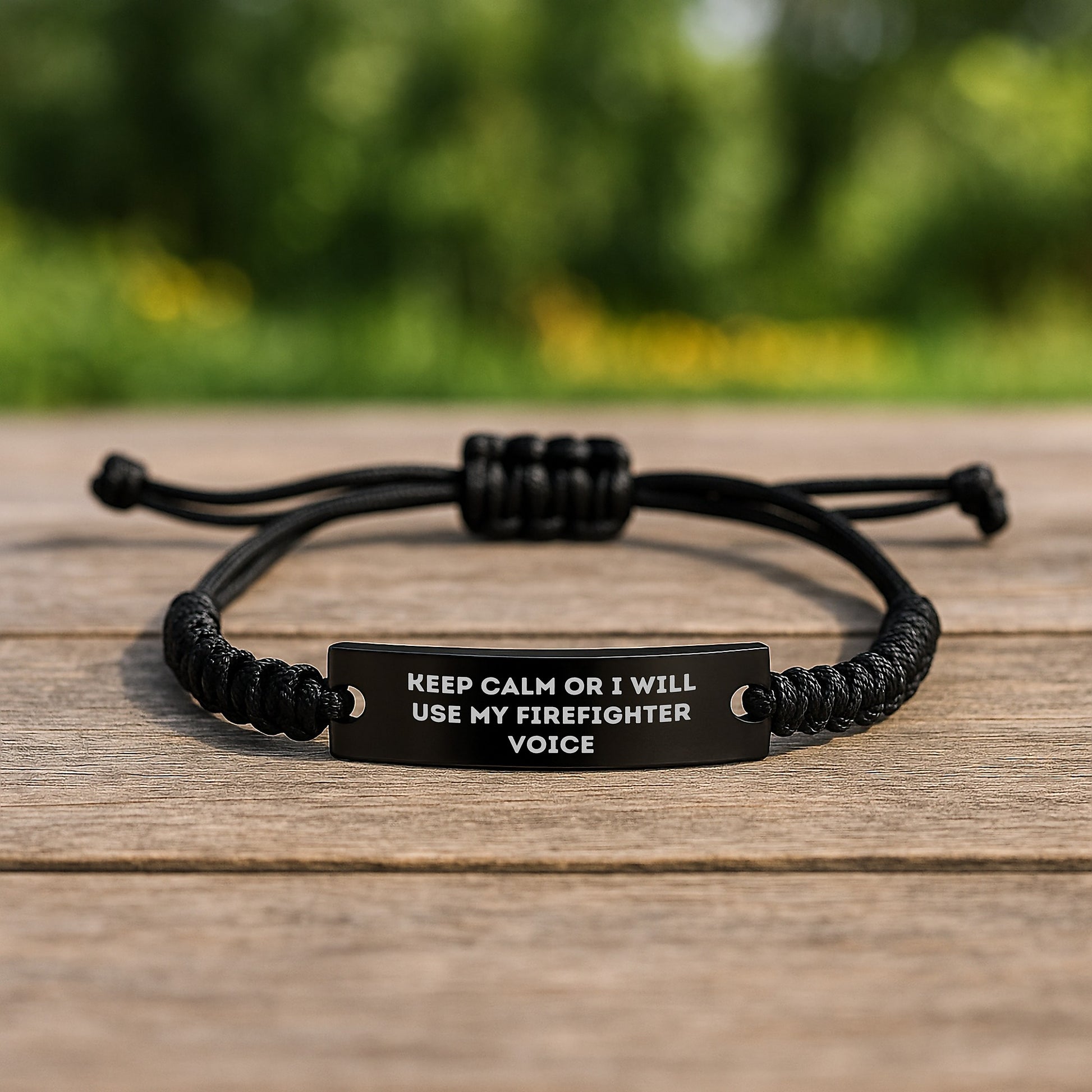 Firefighter Keepsake Rope Bracelet for Him Birthday Gift Engraved Quote - Image 2