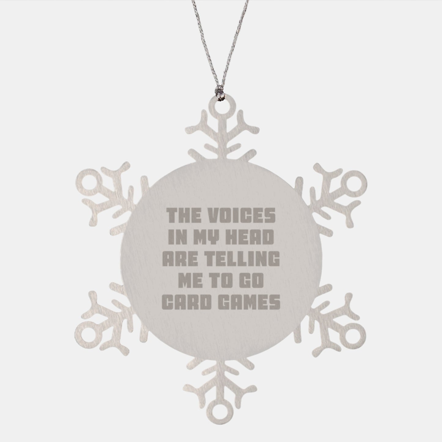 Funny Card Games Gifts from Friends for Men and Women - The Voices In My Head Are Telling Me To Go Snowflake Ornament, Christmas Unique Decorations - Image 1