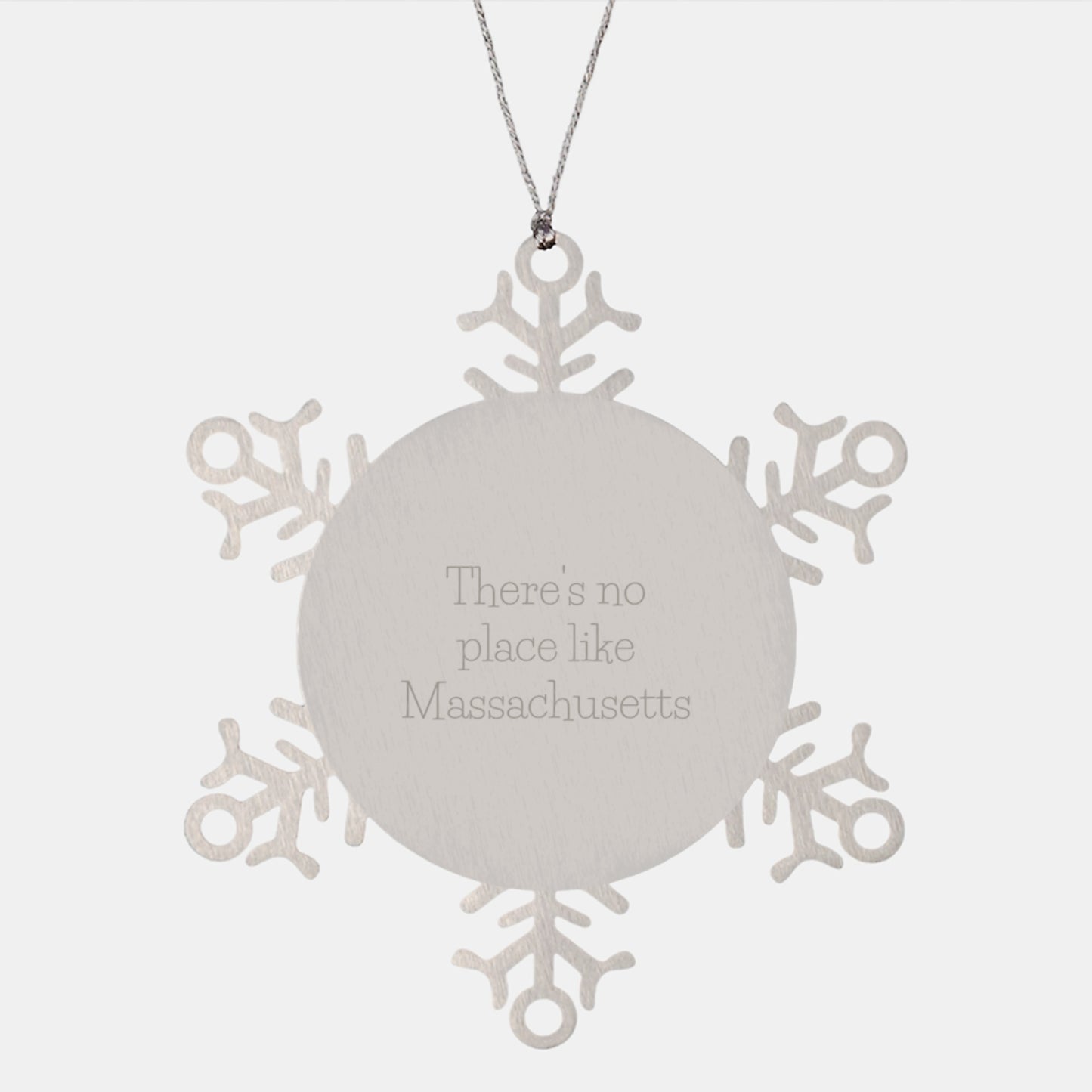 Funny Massachusetts Gifts from Friends - Snowflake Ornament, 'There's No Place Like Massachusetts' Christmas Unique Gifts - Image 1