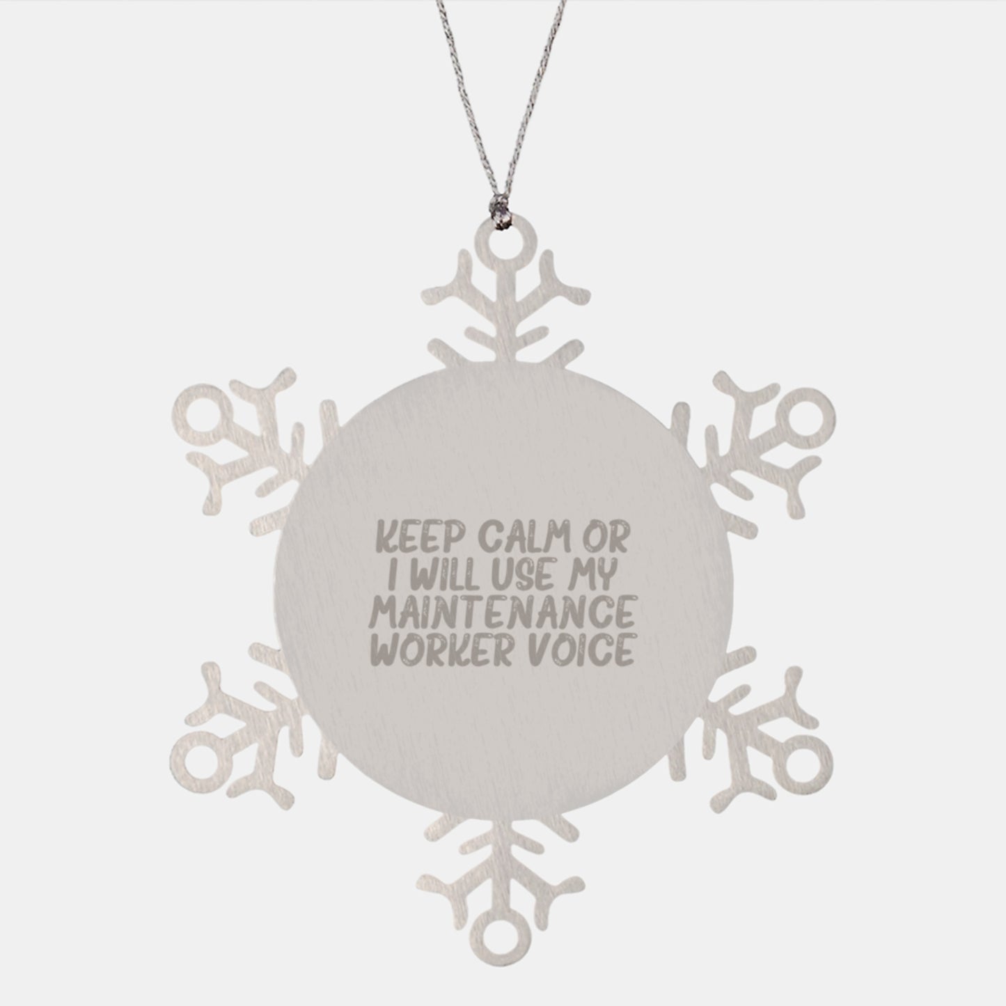 Funny Maintenance Worker Gifts for Men, Women, Friends, Coworkers, Family - 'Keep Calm' Snowflake Ornament, Christmas Unique - Image 1