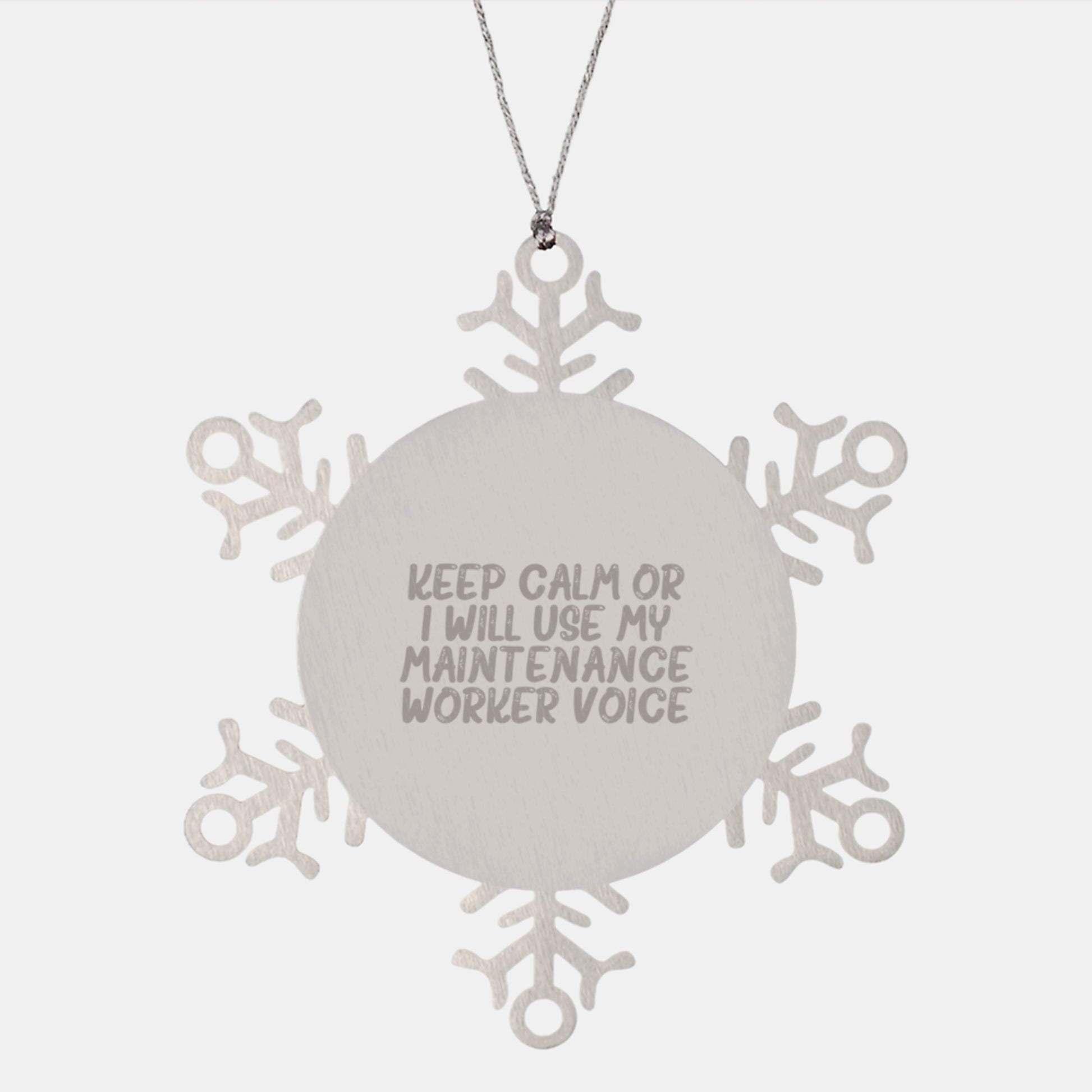 Funny Maintenance Worker Gifts for Men, Women, Friends, Coworkers, Family - 'Keep Calm' Snowflake Ornament, Christmas Unique - Image 1