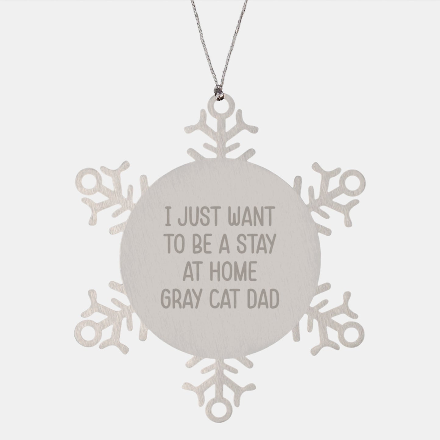 Christmas Unique Gifts for Gray Cat Lovers, Funny Gray Cat Dad Snowflake Ornament, Gifts from Men to Friends, Family for Christmas - Image 1