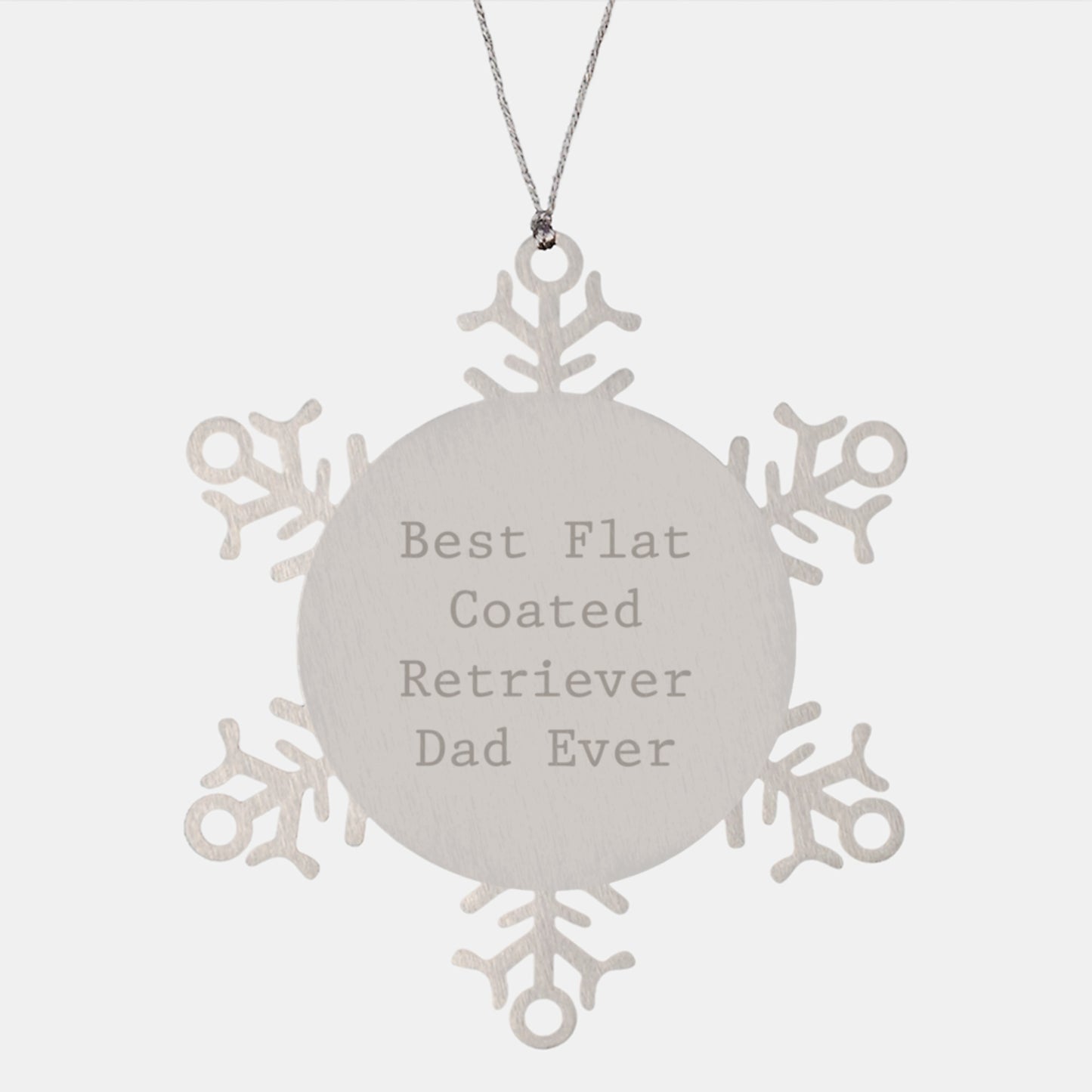 A Funny Flat Coated Retriever Dog Gift for Dad from Family - Snowflake Ornament, Best Dad Ever Quote - Image 1