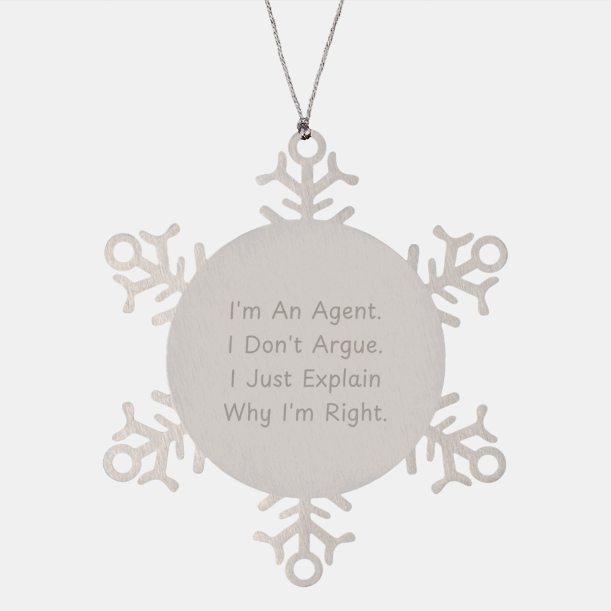 Funny Agent Gifts Snowflake Ornament for Christmas Unique Gifts from Friends, Snowflake Ornaments for Agent, Agent Christmas Unique Gifts, I'm An Agent Snowflake Ornament, Gifts for Agent - Image 1