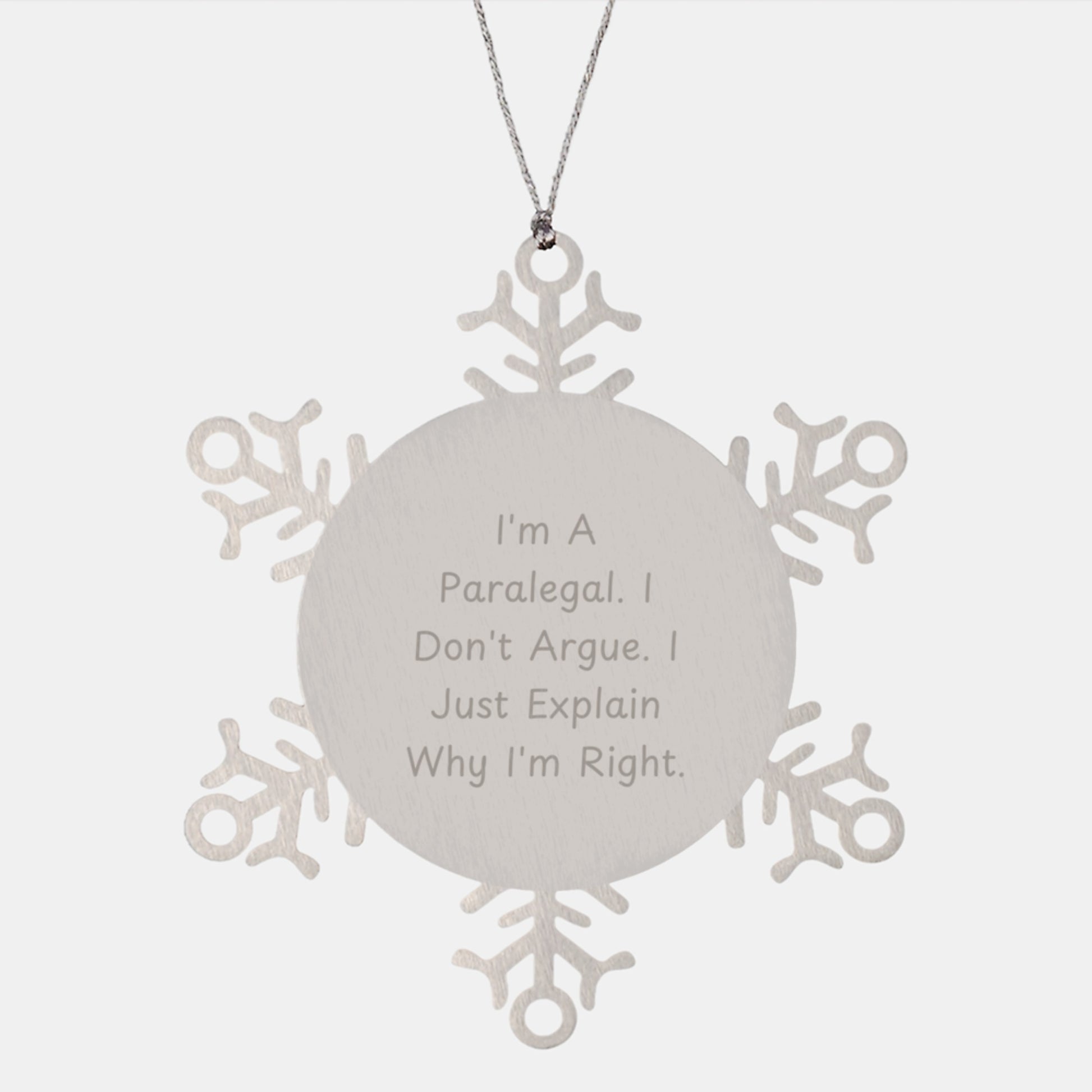 Paralegal Snowflake Ornament for a Colleague Companion Christmas Gift - Image 1
