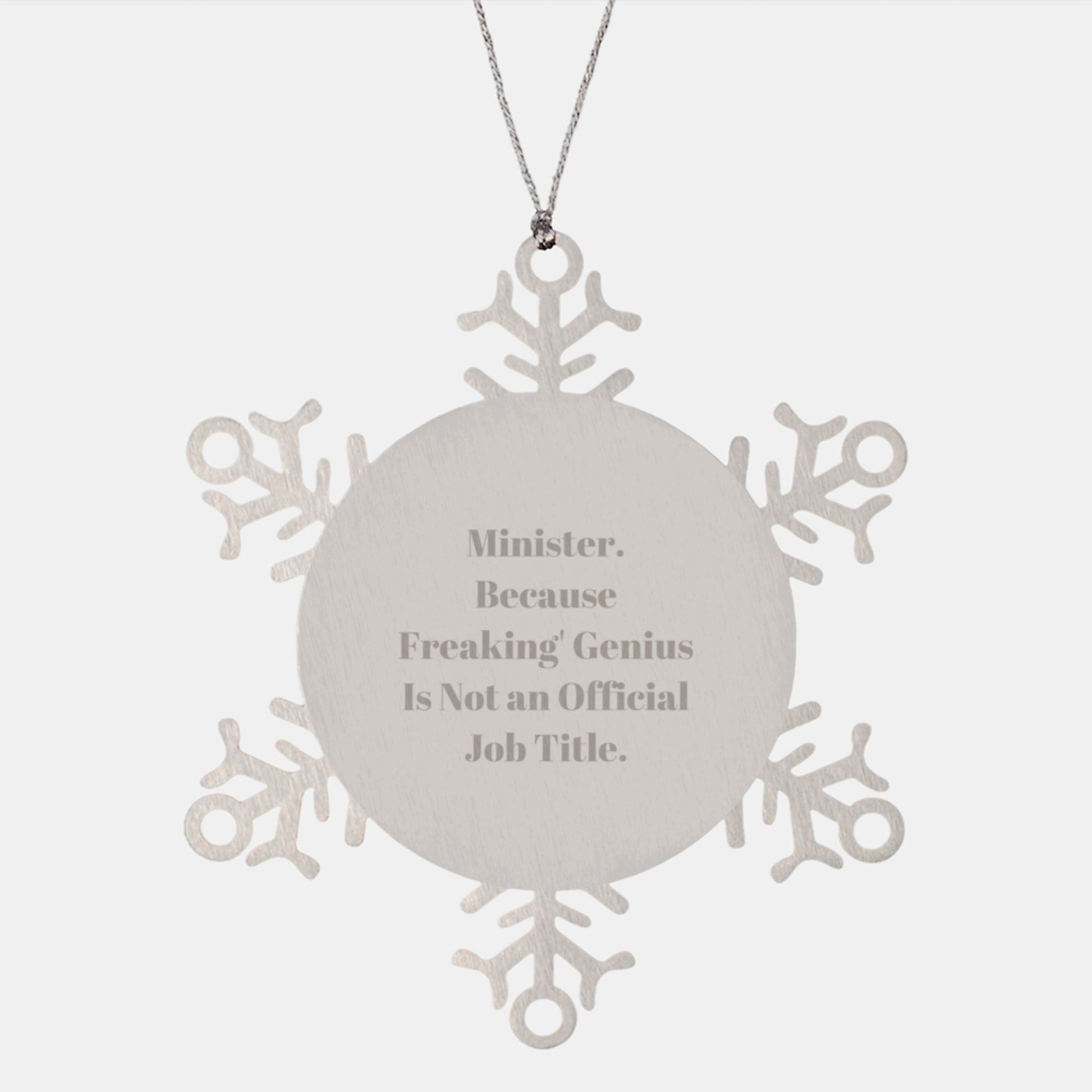 Christmas Gift for Her Minister Snowflake Ornament Present Premium - Image 1