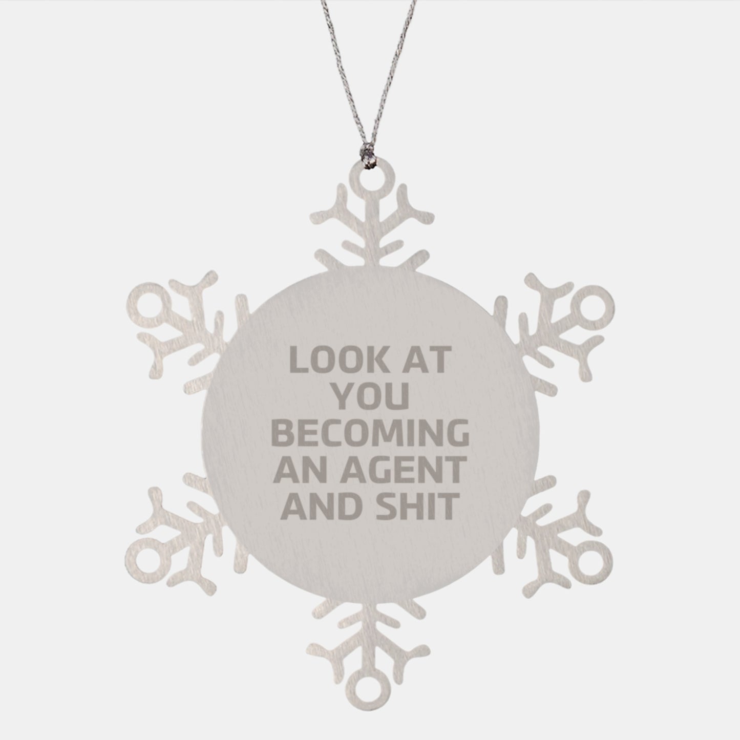 Funny Agent Snowflake Ornament Gifts from Family for Agent, Unique Christmas Unique Gifts, Stainless Steel Agent Snowflake Ornament Agent Gifts from Men - Image 1