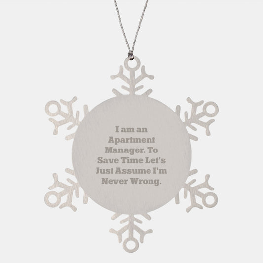 Witty Apartment Manager Snowflake Ornament Friends Christmas Unique Gift - Image 1