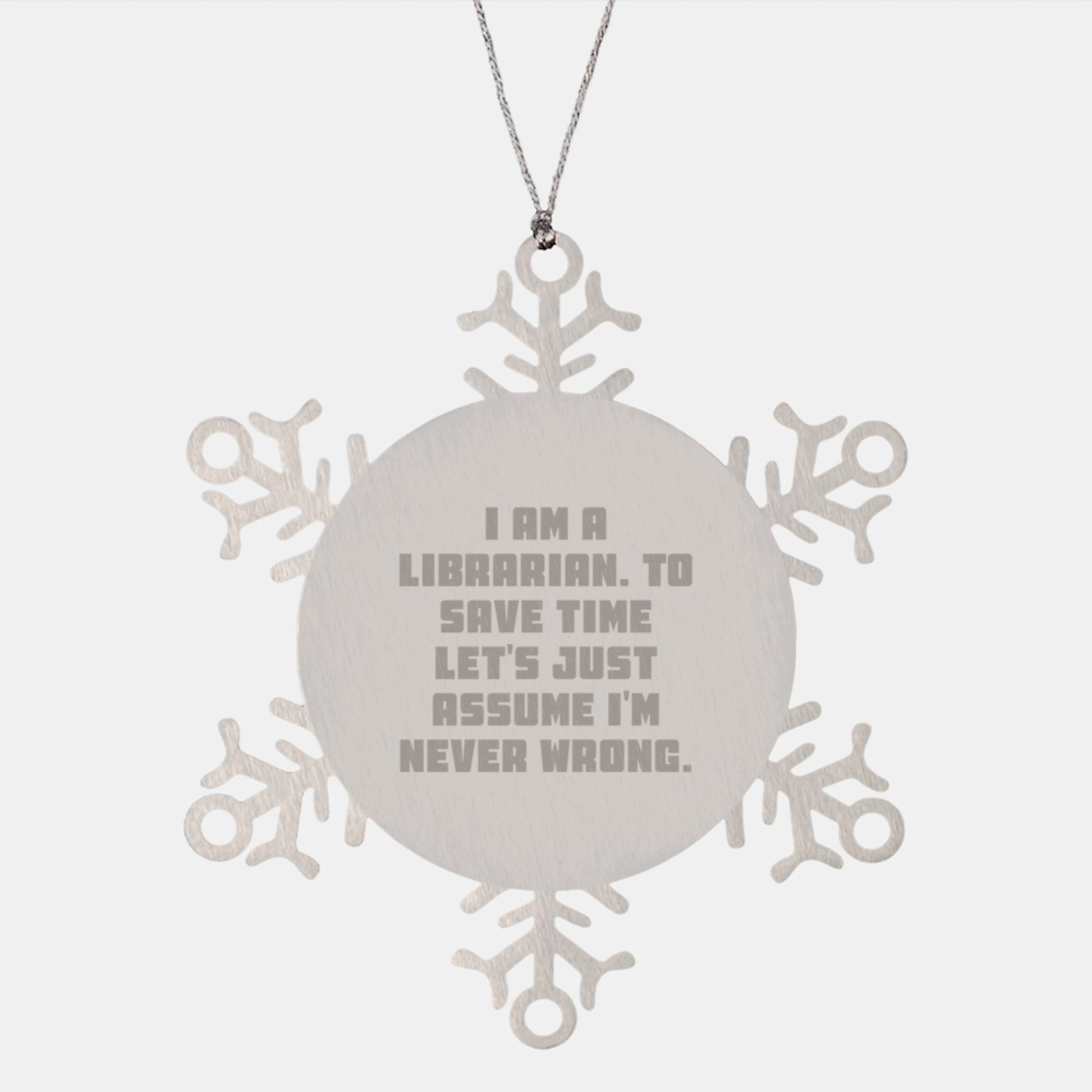 Funny Librarian Gifts Snowflake Ornament for Librarian Friends Coworkers Family this Christmas Unique Gift Ideas - Image 1