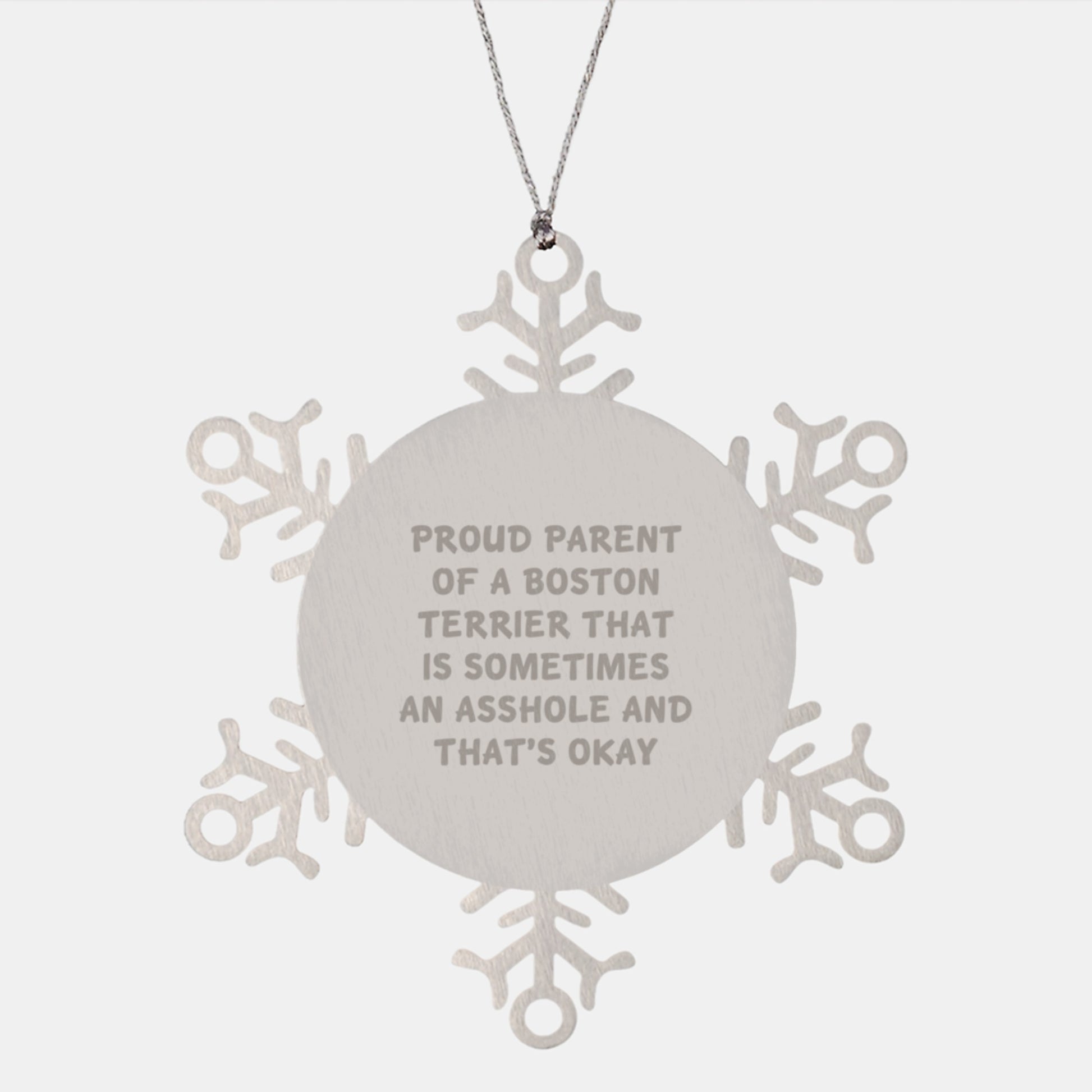 Boston Terrier Parent Snowflake Ornament for Coworkers Christmas Gift - Image 1