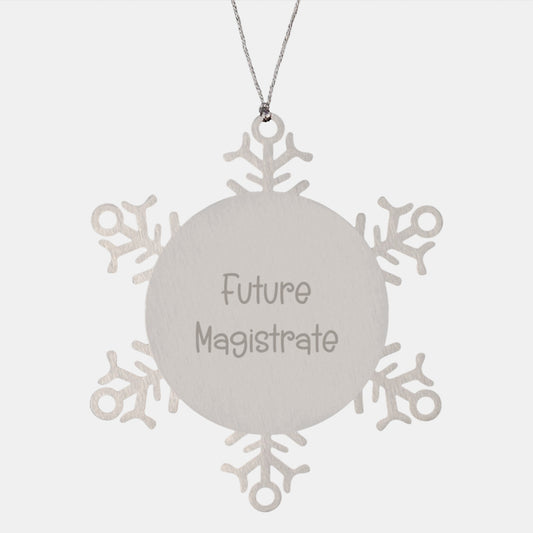 Funny Future Magistrate Gifts from Family, Snowflake Ornament with Inspirational Quote, Christmas Unique Presents for Magistrate - Image 1