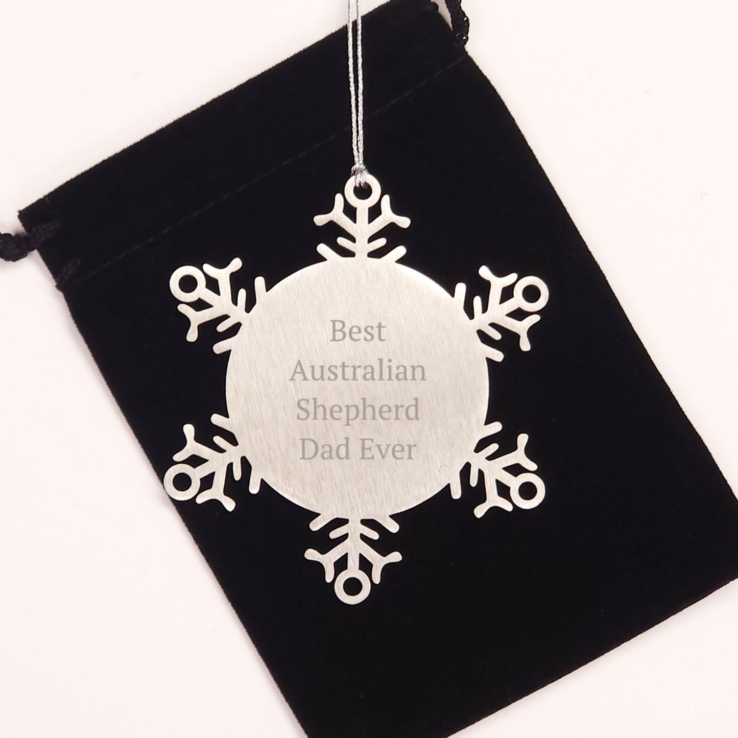 Funny Australian Shepherd Dog Dad Ever Snowflake Ornament Gifts from Family for Christmas Unique - Image 2