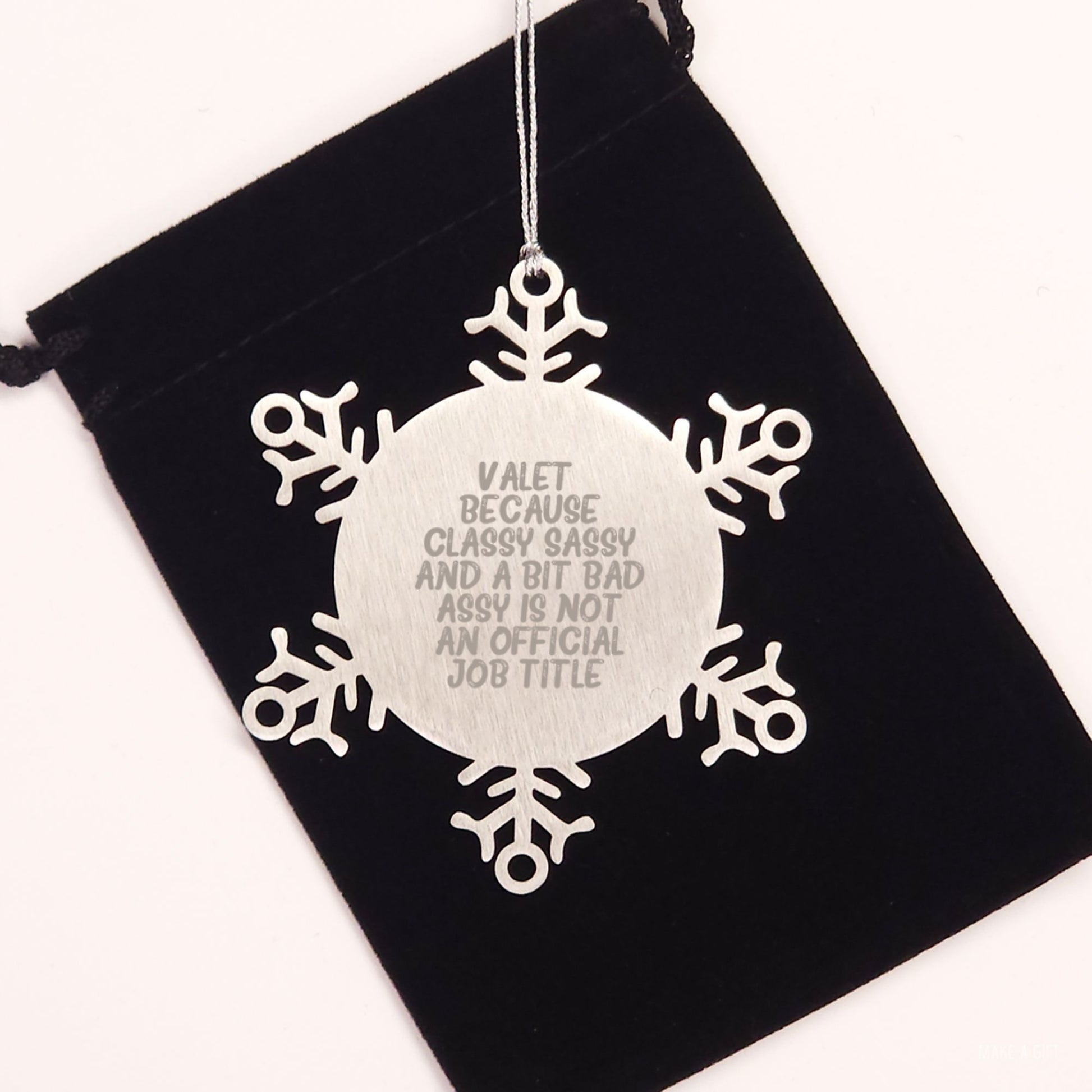 Valet Snowflake Ornament for Coworkers Idea Christmas Keepsake Gift - Image 2