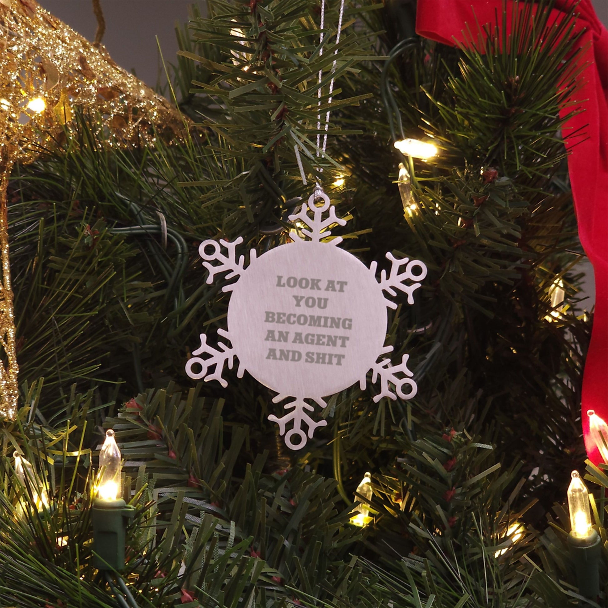 Funny Agent Snowflake Ornament Gifts from Friends for Agent, Unique Christmas Unique Gifts, Agent Snowflake Decoration for Office, Snowflake Agent Agent Gifts - Image 3