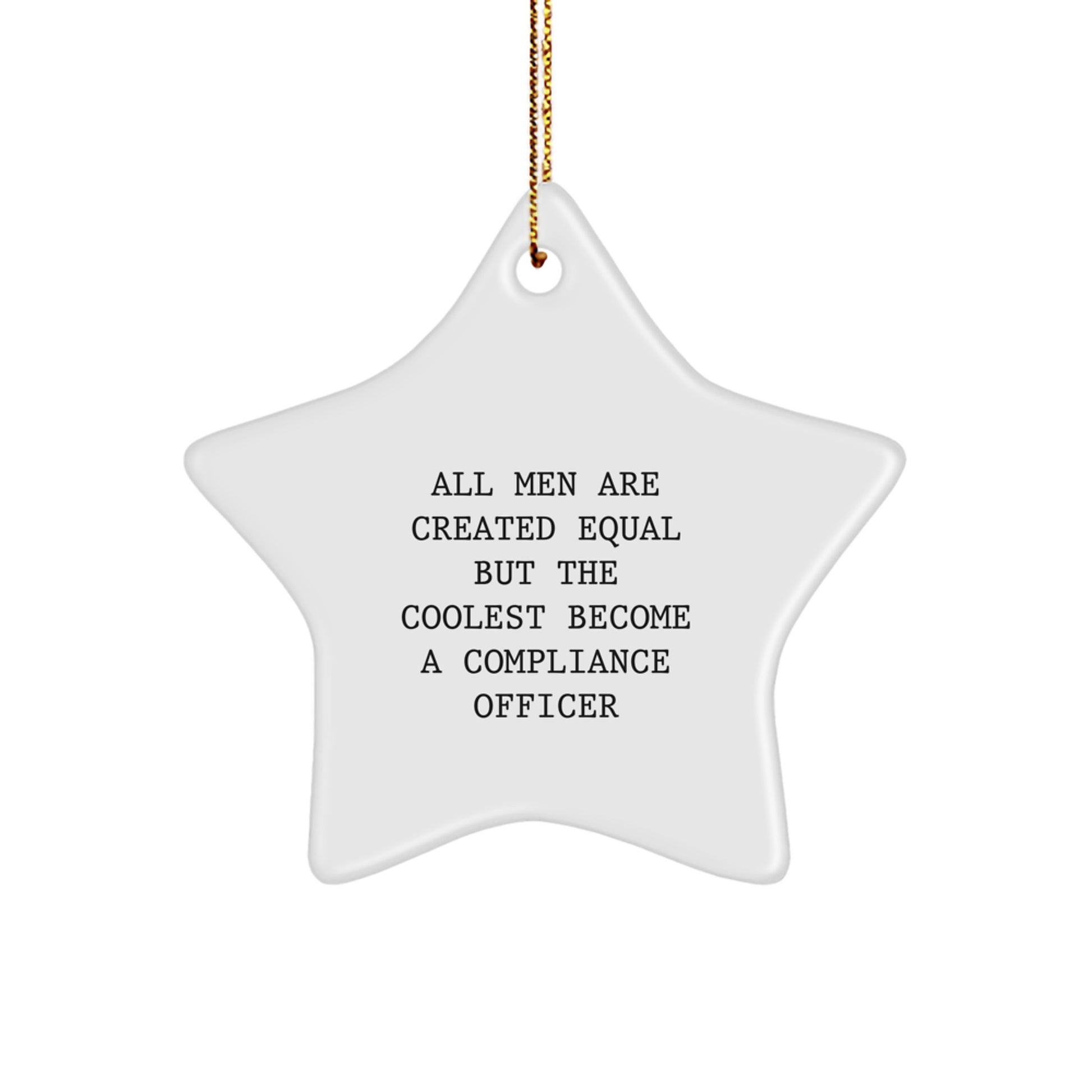 Funny Compliance Officer Gifts from Men, Unique Star Ornament for Christmas, 'All Men Are Created Equal But The Coolest Become A Compliance Officer' Quote - Image 1