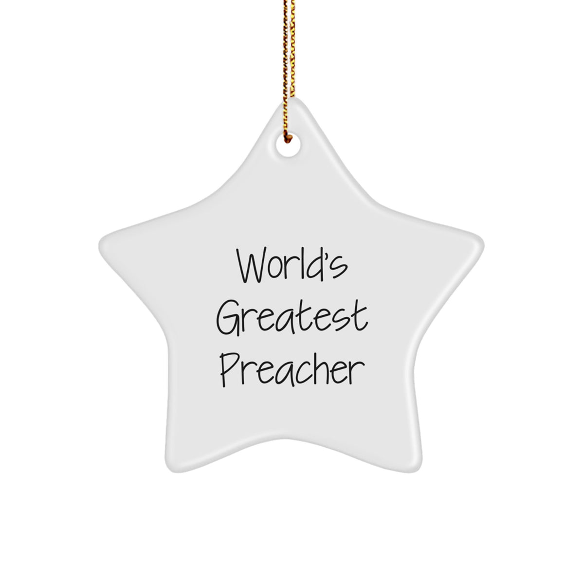 Funny Christian Preacher Star Ornament Gifts from Family - World's Greatest Preacher Quote, White Star Shaped, Christmas Unique Gifts for Preachers, Decorations for Men Women Friends - Image 1