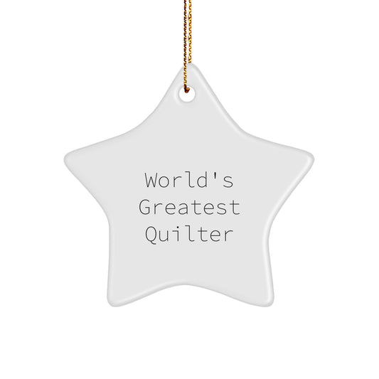 World's Greatest Quilter Gifts for Christmas - Funny Quilter Star Ornament with Gold Cord - Gifts from Mom for Quilter - Image 1