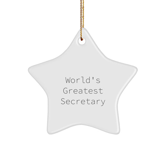 Funny Secretary Star Ornament Gifts from Friends for the World's Greatest Secretary at Christmas Time - Image 1