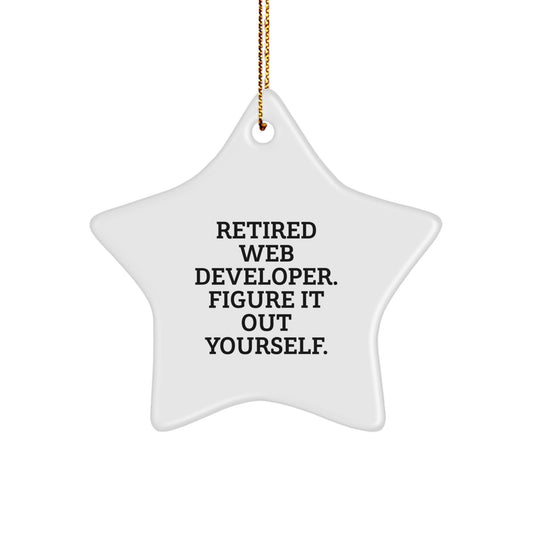 Funny Web Developer Christmas Unique Gifts from Men to Friends Star Ornament with Retired Web Developer Quote Figure It Out Yourself - Image 1