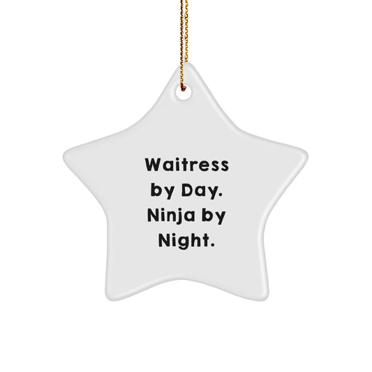 Funny Waitress Gifts from Friends, Waitress Star Ornament By Day Ninja Night Christmas Unique - Image 1