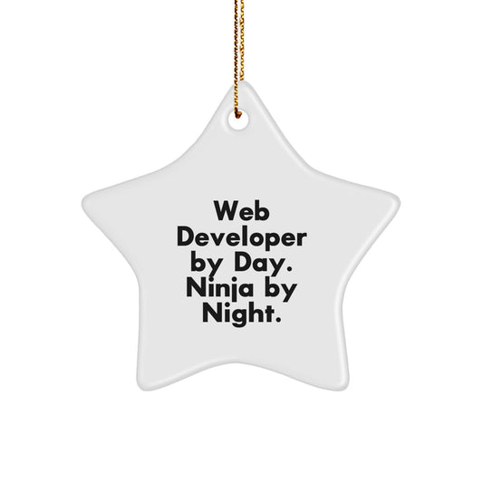 Unique Web Developer Gifts by Friends for Web Developers, Web Developer Star Ornament, Ninja by Night Funny Christmas Decorations - Image 1
