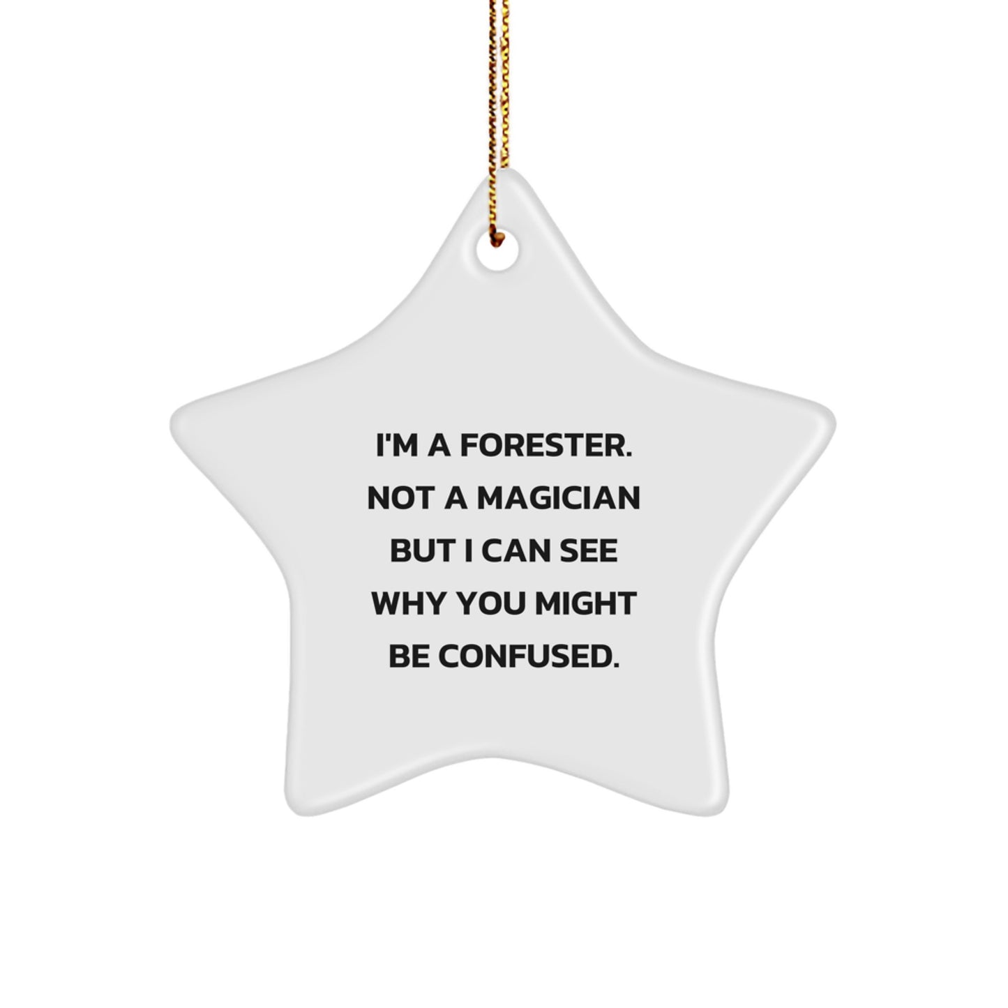 Funny Forester Gifts from Men to Forester Friends Christmas Unique Star Ornament with Sublimation Printing - Image 1