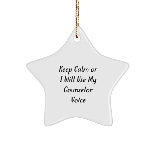 Cute Counselor Gifts from Friends, Christmas Unique Star Ornament for Counselor, Keep 'Calmer' with this Funny Star Decor - Image 1