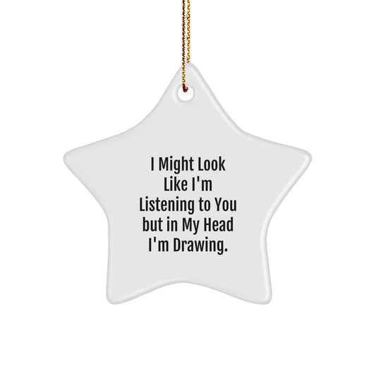Funny Drawing Star Ornament Gifts from Family for Men and Women, Cute Christmas Unique Gift Ideas for Drawing Enthusiasts, Inspirational Star Ornament - Image 1