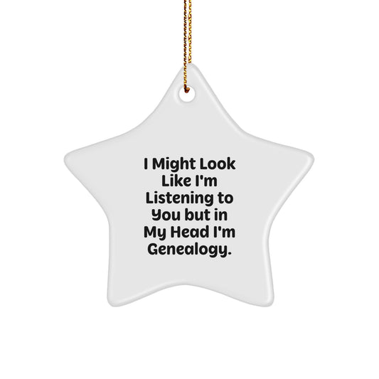 Genealogy Star Ornament Gifts from Friends for Women with In My Head I'm Genealogy Humor, Unique Christmas Decorations - Image 1