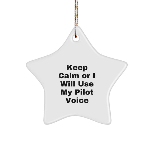 Playful Pilot Christmas Ornament Gift for Friends - Keep Calm Quote - Image 1