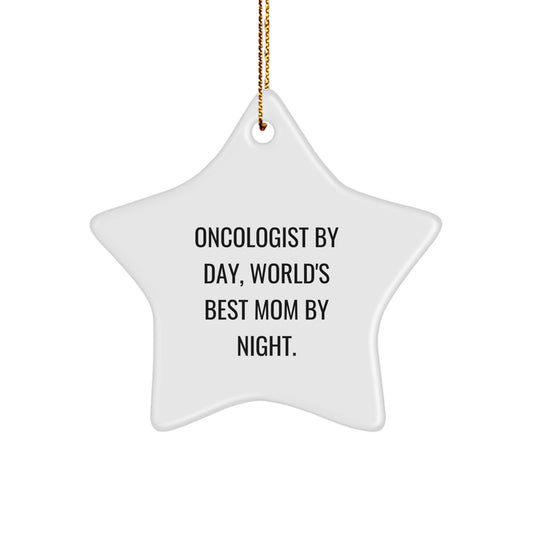 Funny Oncologist Gifts from Family - World's Best Mom By Night Star Ornament for Christmas Unique Gifts - Image 1