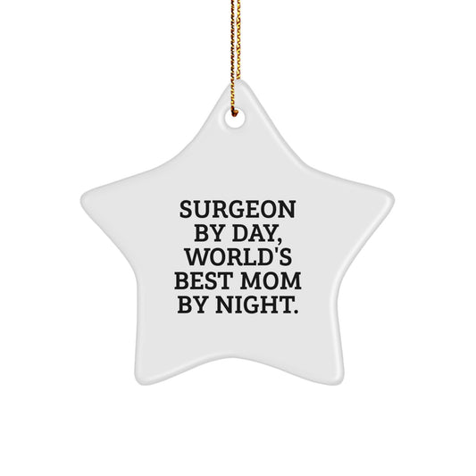 Funny Surgeon Gifts from Family for Christmas Unique Star Ornament, Cute White Star Shaped Decoration - Image 1