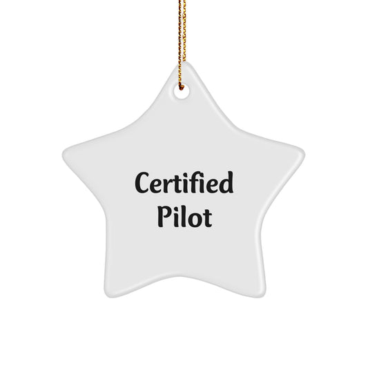 Funny Pilot Gifts from Friends for Men, Certified Pilot Star Ornament, Christmas Unique Decorations, 'I'm Flying High!' Quote Pilot Star - Image 1